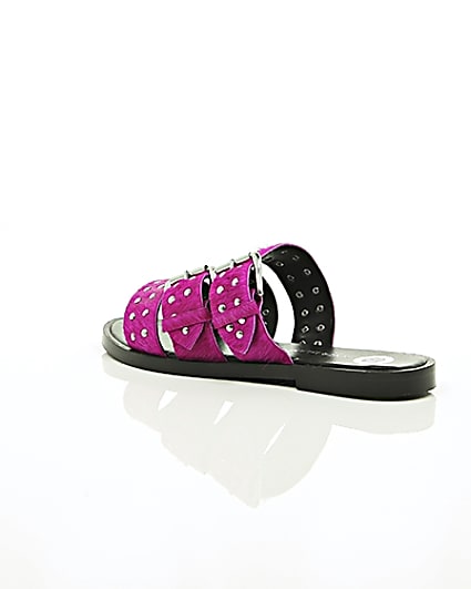 360 degree animation of product Pink studded strap sandals frame-19