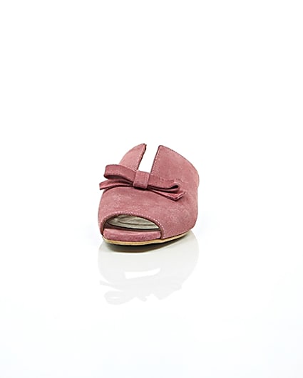 360 degree animation of product Pink suede bow mules frame-3