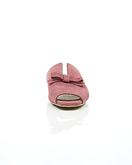 360 degree animation of product Pink suede bow mules frame-4