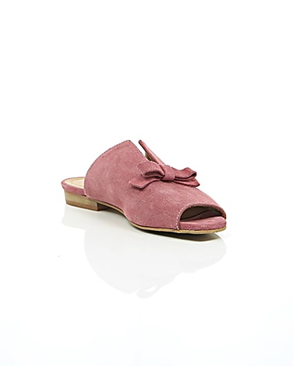 360 degree animation of product Pink suede bow mules frame-6