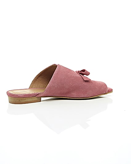 360 degree animation of product Pink suede bow mules frame-11