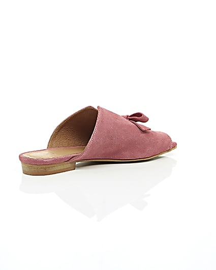 360 degree animation of product Pink suede bow mules frame-12
