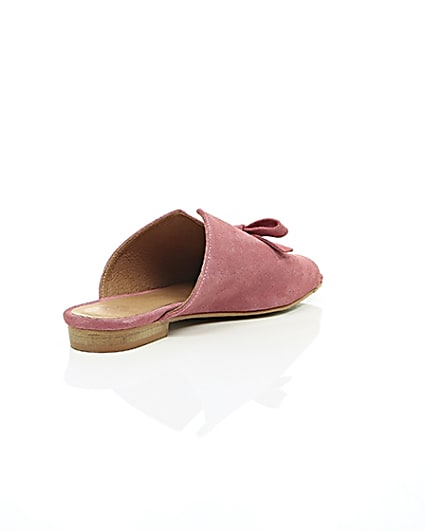 360 degree animation of product Pink suede bow mules frame-13