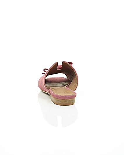 360 degree animation of product Pink suede bow mules frame-16