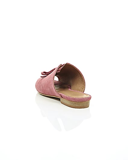 360 degree animation of product Pink suede bow mules frame-17