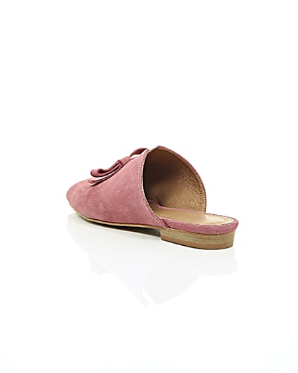 360 degree animation of product Pink suede bow mules frame-18