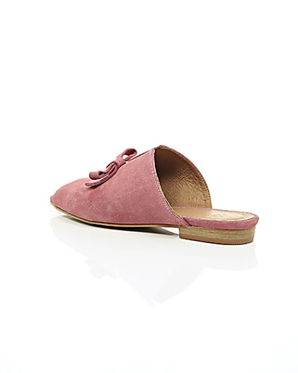 360 degree animation of product Pink suede bow mules frame-19