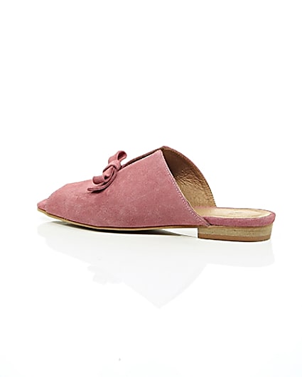 360 degree animation of product Pink suede bow mules frame-20