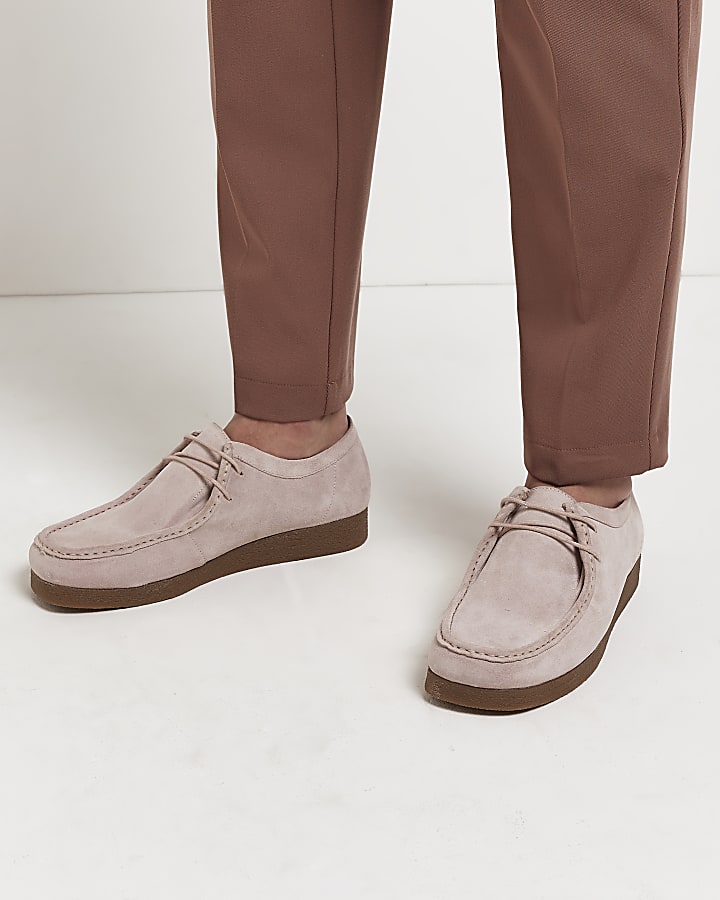 Pink Suede Lace Up boat shoes