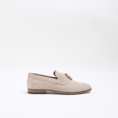 Pink suede tassel detail loafers River Island