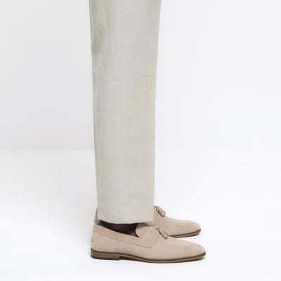 Pink suede tassel detail loafers River Island