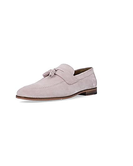 360 degree animation of product Pink Suede Tassel Loafers frame-0