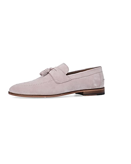 360 degree animation of product Pink Suede Tassel Loafers frame-2
