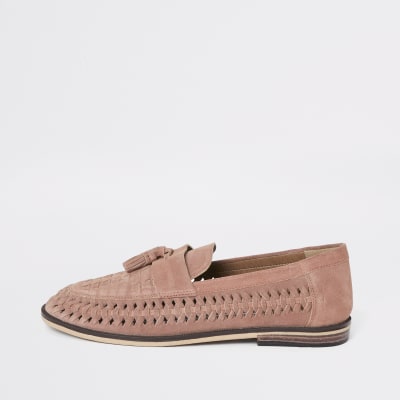 pink suede loafers