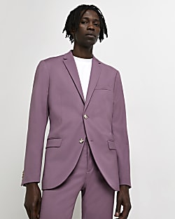 Pink super skinny fit suit jacket