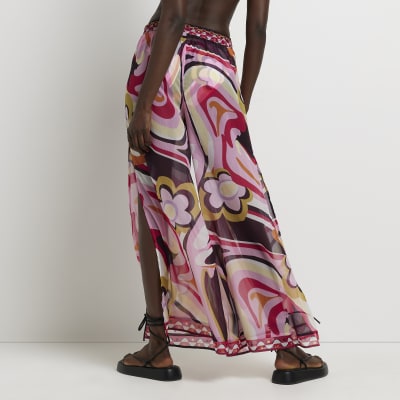 Pink swirl wide leg trousers