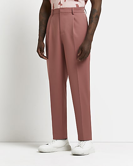 Pink Tapered fit Twill Trousers