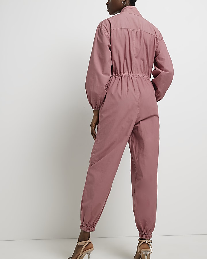 Pink tapered jumpsuit
