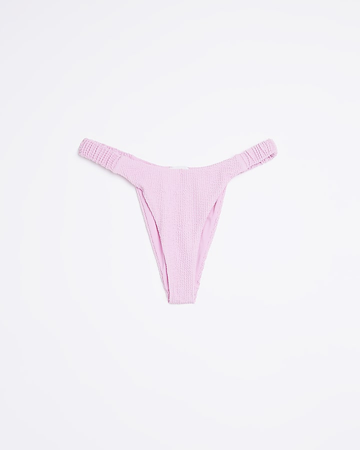 Pink textured bikini bottoms