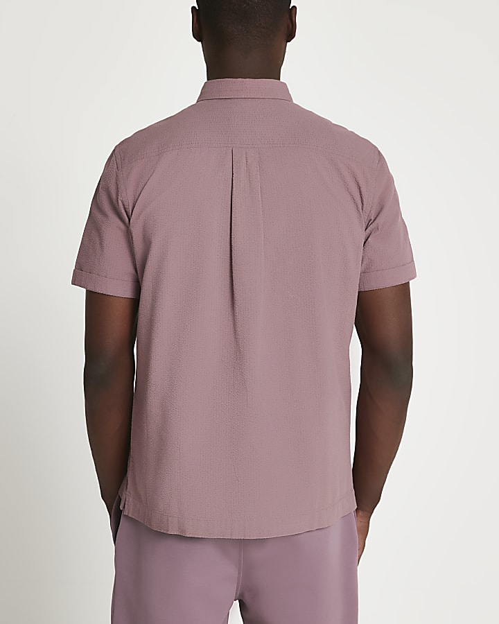 Pink textured short sleeve shirt