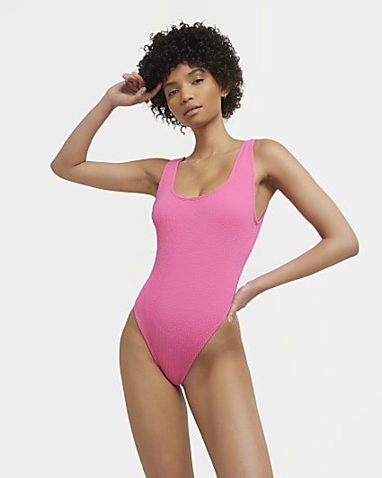 Pink textured swimsuit