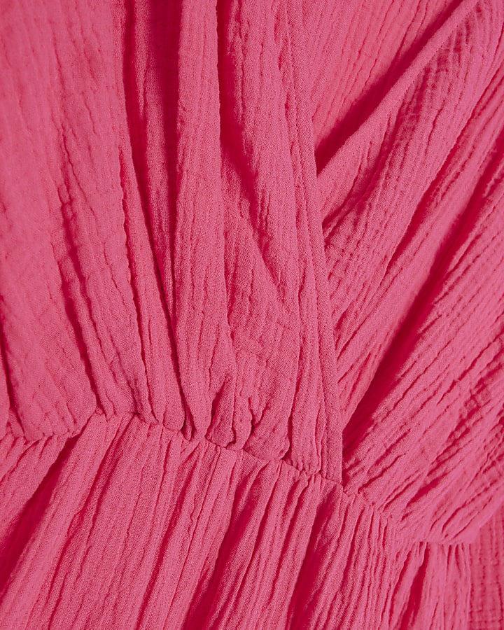 Pink textured wrap playsuit