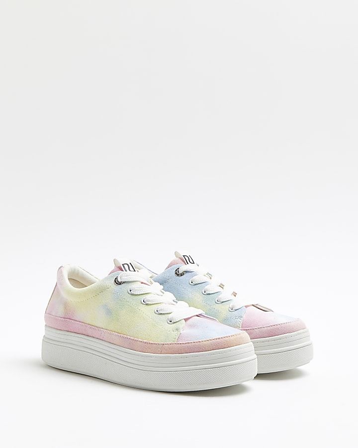 Pink tie dye chunky trainers