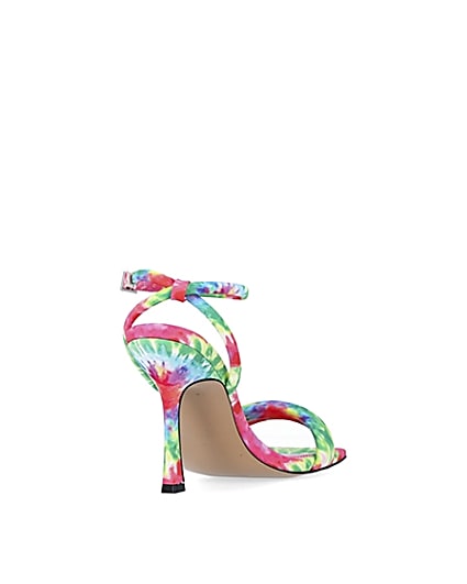 360 degree animation of product Pink tie dye padded heeled sandals frame-11