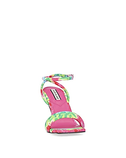 360 degree animation of product Pink tie dye padded heeled sandals frame-20