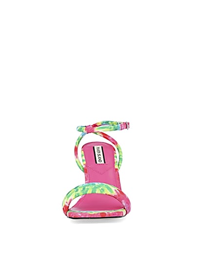 360 degree animation of product Pink tie dye padded heeled sandals frame-21