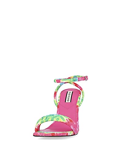 360 degree animation of product Pink tie dye padded heeled sandals frame-22