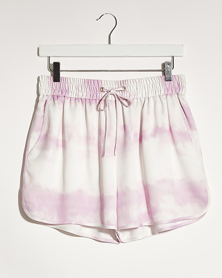 Pink tie dye runner shorts