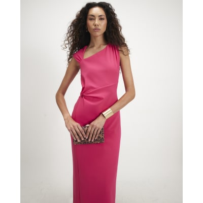 Tie Side Drape Midi Dress