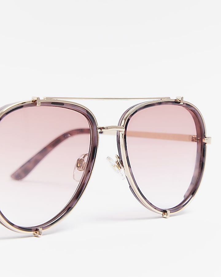 Pink tinted aviator sunglasses