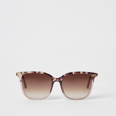 Pink tortoiseshell D-frame sunglasses | River Island