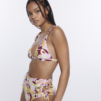 Pink triangle bikini top