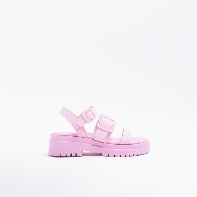 Pink triple strap sandals