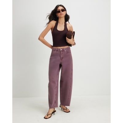 Twist Seam Barrel Leg Jeans