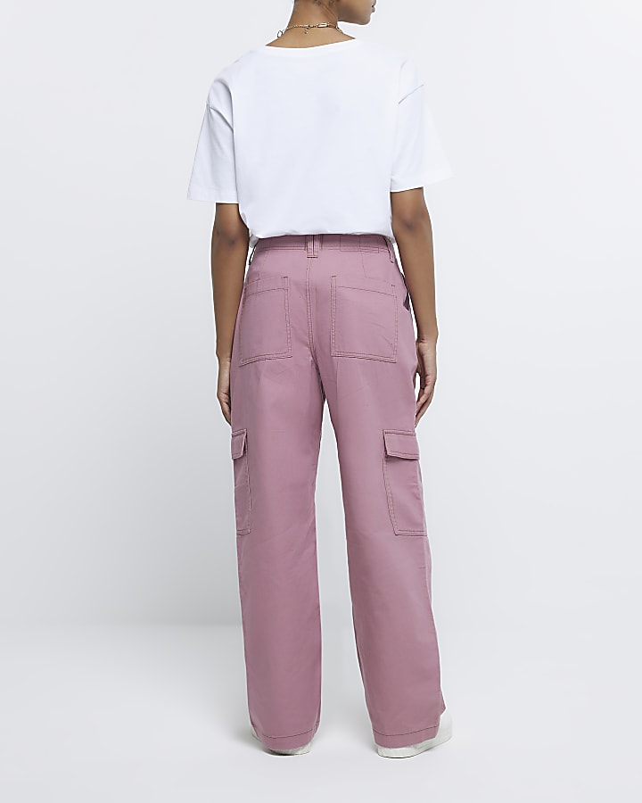 Pink utility cargo trousers