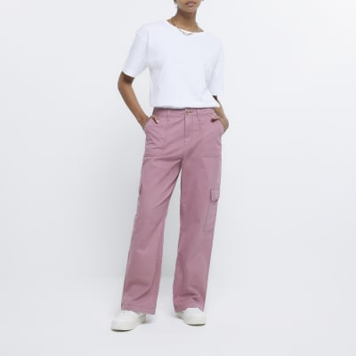 Pink utility cargo trousers