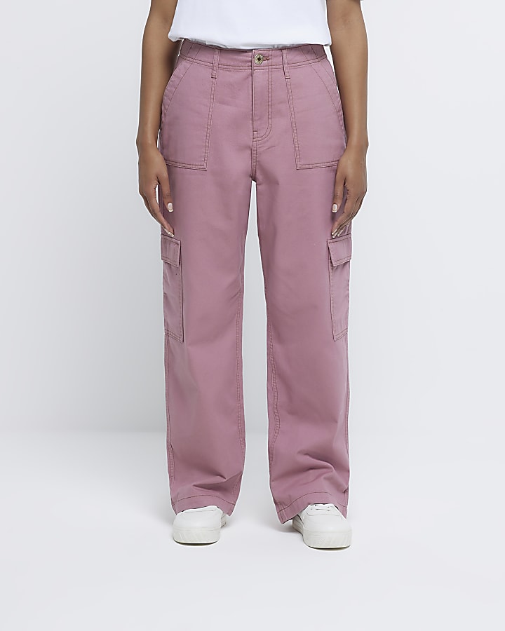 Pink utility cargo trousers
