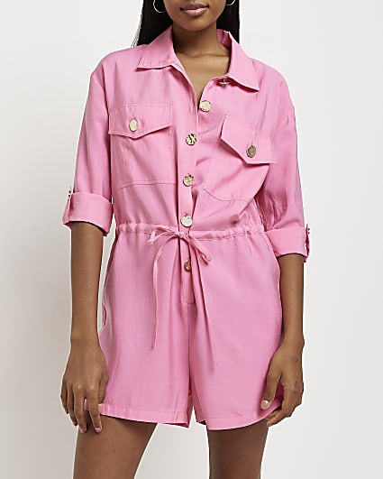 Pink utility playsuit
