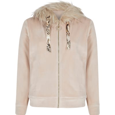 faux fur trim hoodie
