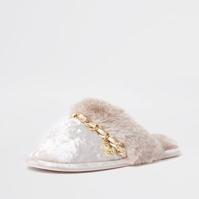 river island velvet slippers
