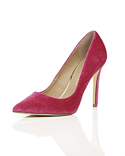 360 degree animation of product Pink velvet court shoes frame-0