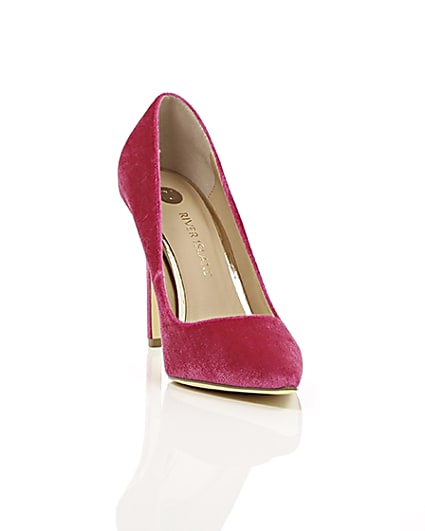 360 degree animation of product Pink velvet court shoes frame-5