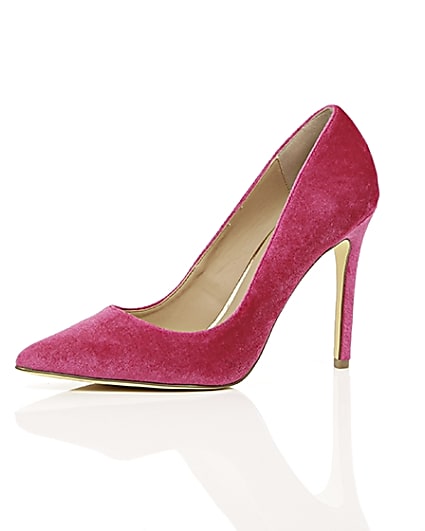 360 degree animation of product Pink velvet court shoes frame-23