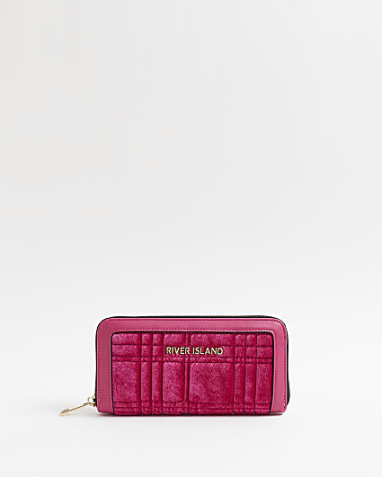 Pink velvet quilted purse