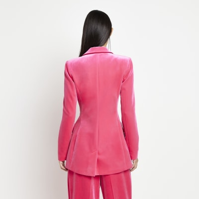 Pink velvet tailored blazer