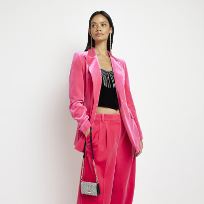 RI Plus Plus Velvet Structured Blazer - Pink